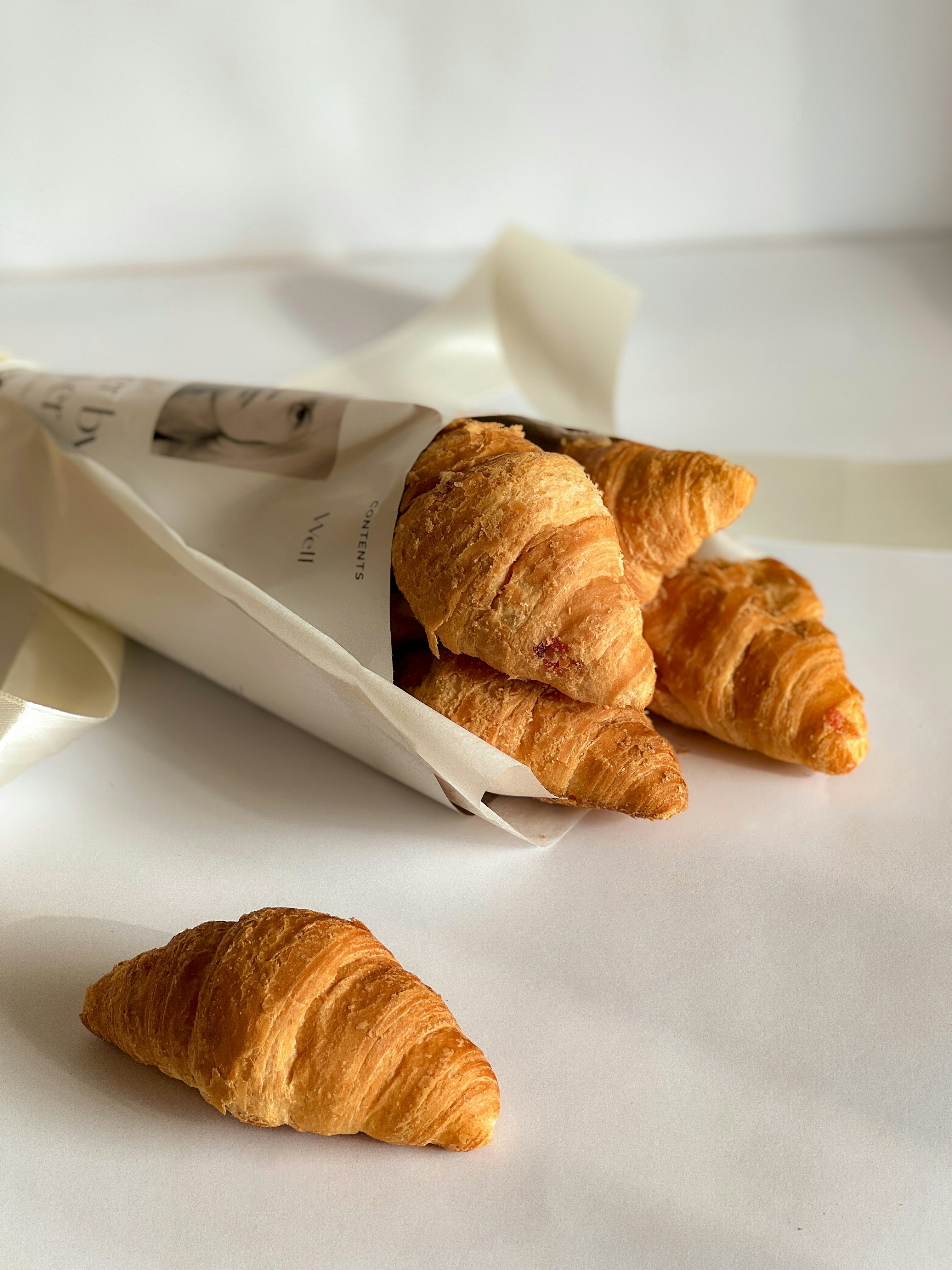 Croissants wrapped in paper